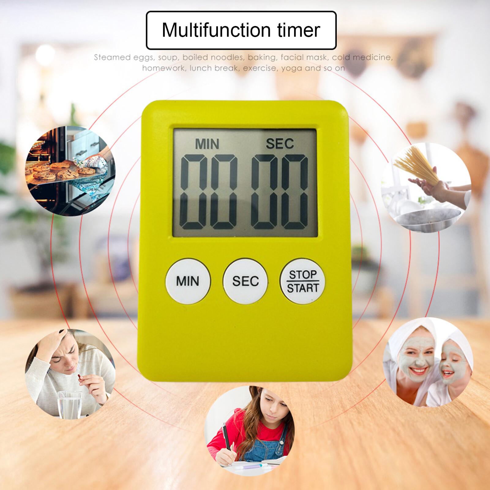 Farfi Cooking Timer Practical Smooth Surface ABS LCD Screen Magnetic Baking Reminder for Kitchen Fashion Baking Reminder