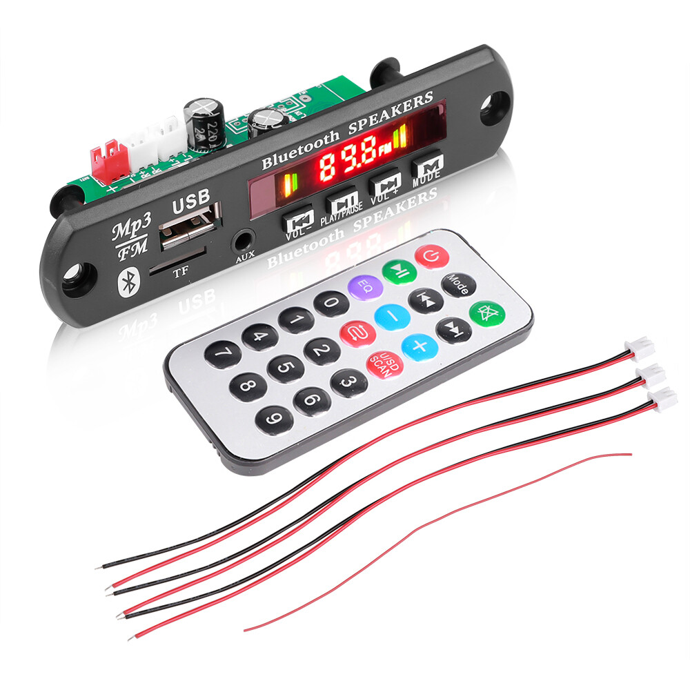 Bluetooth 5.0 MP3 Decoder Board 12V DC 2*40W FM TF USB AUX Handsfree Call And Record Recording Function Decoding Board Module