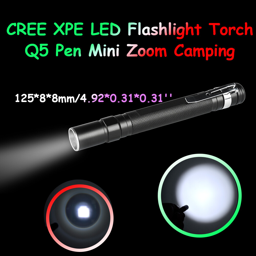 Mini Zoom LED Flashlight  Torch CREE XPE Q5 Flash Pen light  Camping Lamp