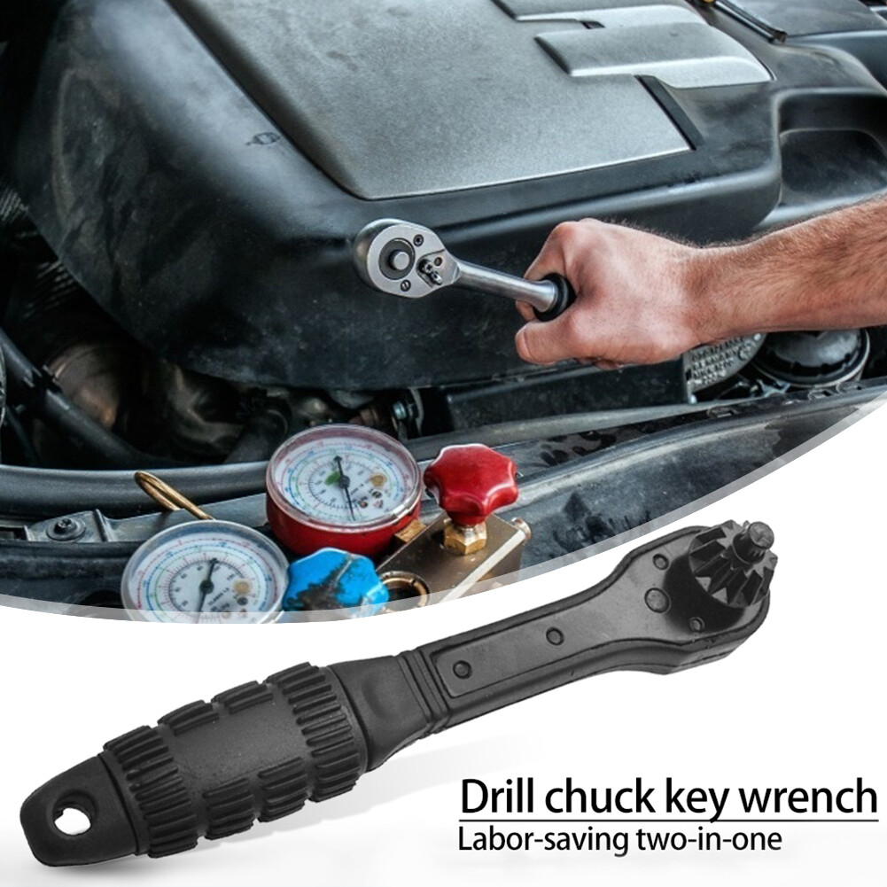 2 in 1 Drill Chuck Key Wrench Multifunction Hand Drill Ratchet Spanner Tool