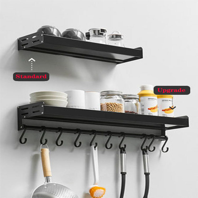 HKStorage Kệ Bếp Giá Treo Tường Không Đục Lỗ, Giá Để Đồ Dùng Nhà Bếp Màu Đen Gắn Tường