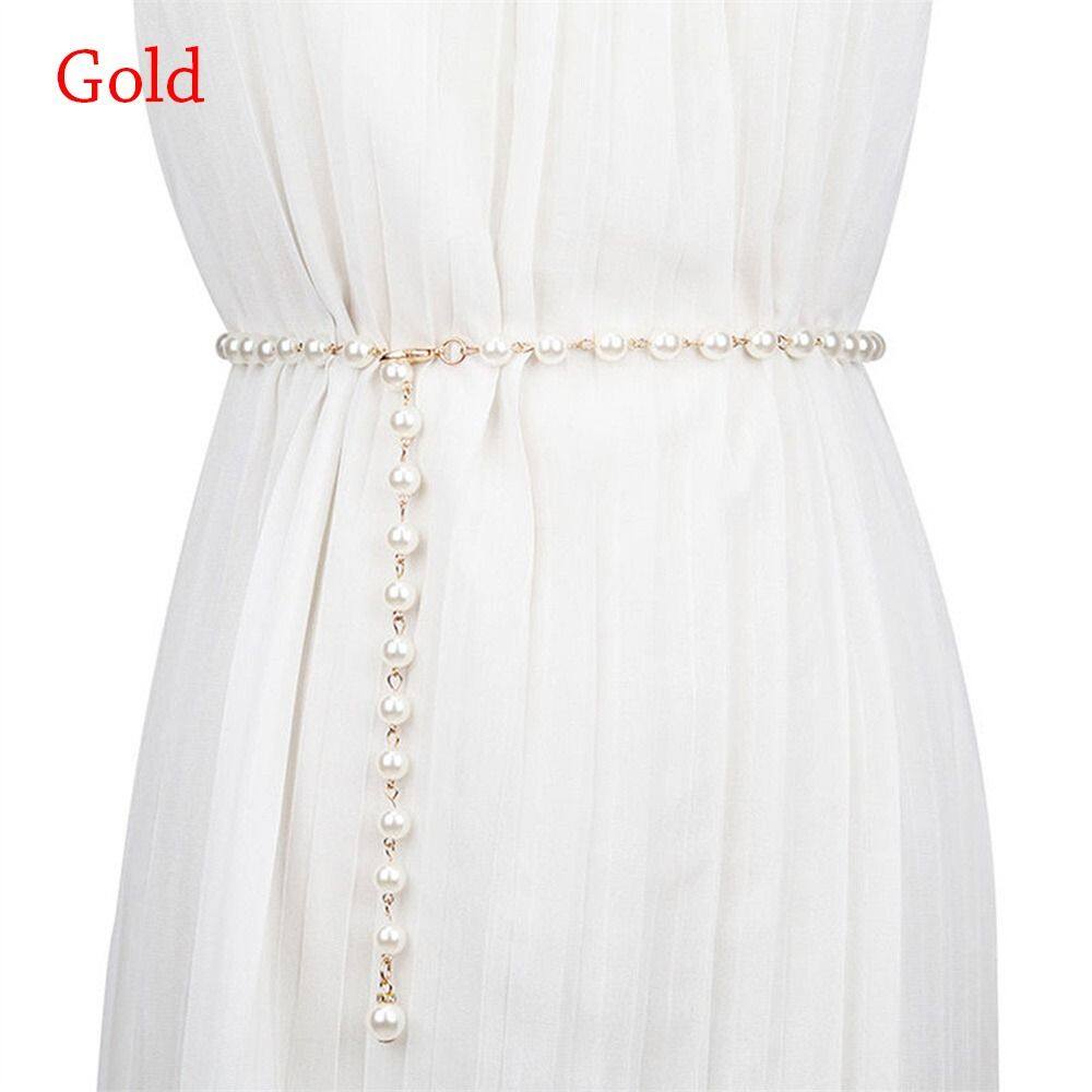 Waist Chain White Chain Belt Pearl Waistband White Waist Chain