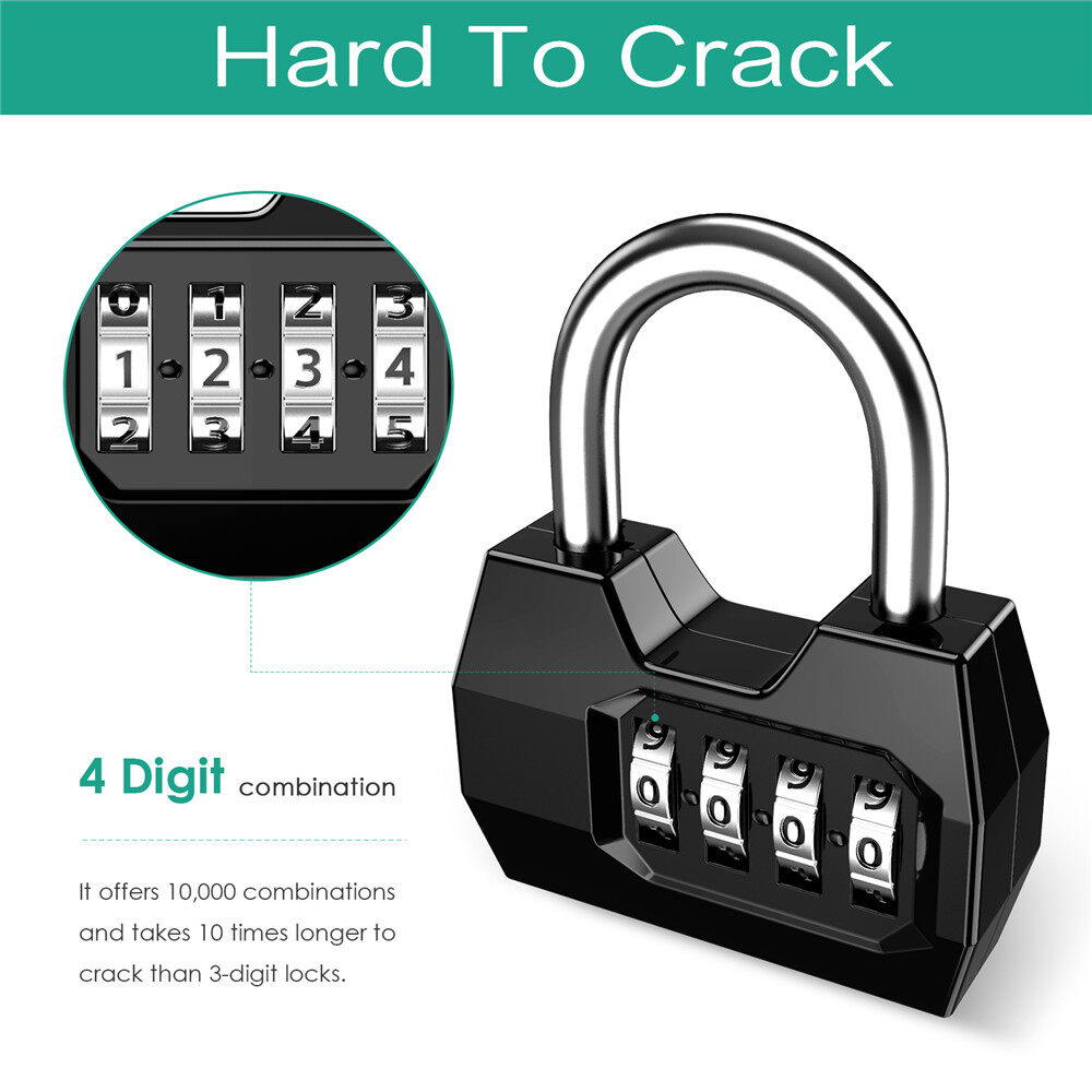 ORIA Kết Hợp Ổ Khóa, Khóa Kết Hợp 4 Chữ Số Reset Combo Khóa Phòng Tập Thể Dục Khóa, Hộp Cổng Khóa Thể Thao & Phòng Tập Thể Dục Cho Nhân Viên Trường Học Hộp Công Cụ Hàng Rào