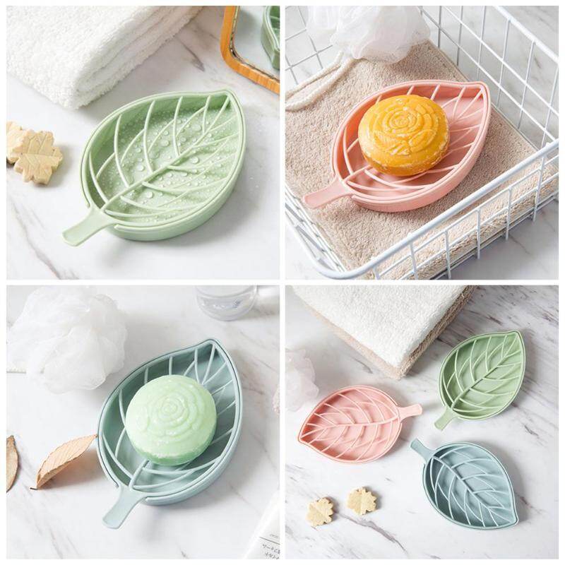 【lightingeverthing】Leaf Shape Soap Holder Non Slip Soap Box Toilet Shower Tray Draining Rack Bathroom Gadgets Soap Dish Soap Tray Holder