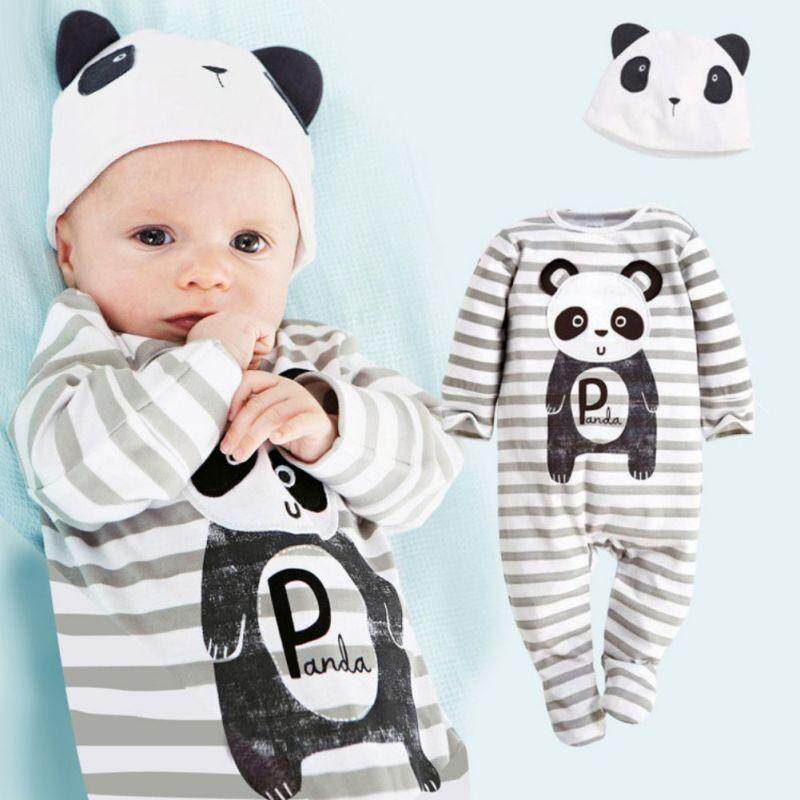 Nơi bán Trẻ Sơ Sinh Cổ Tròn Tay Dài In Họa Tiết Bé Gái Cam Jumpsuit Leo Mềm Romper Áo Liền Quần Đùi + Băng Đô Quấn Tóc 2 Bộ