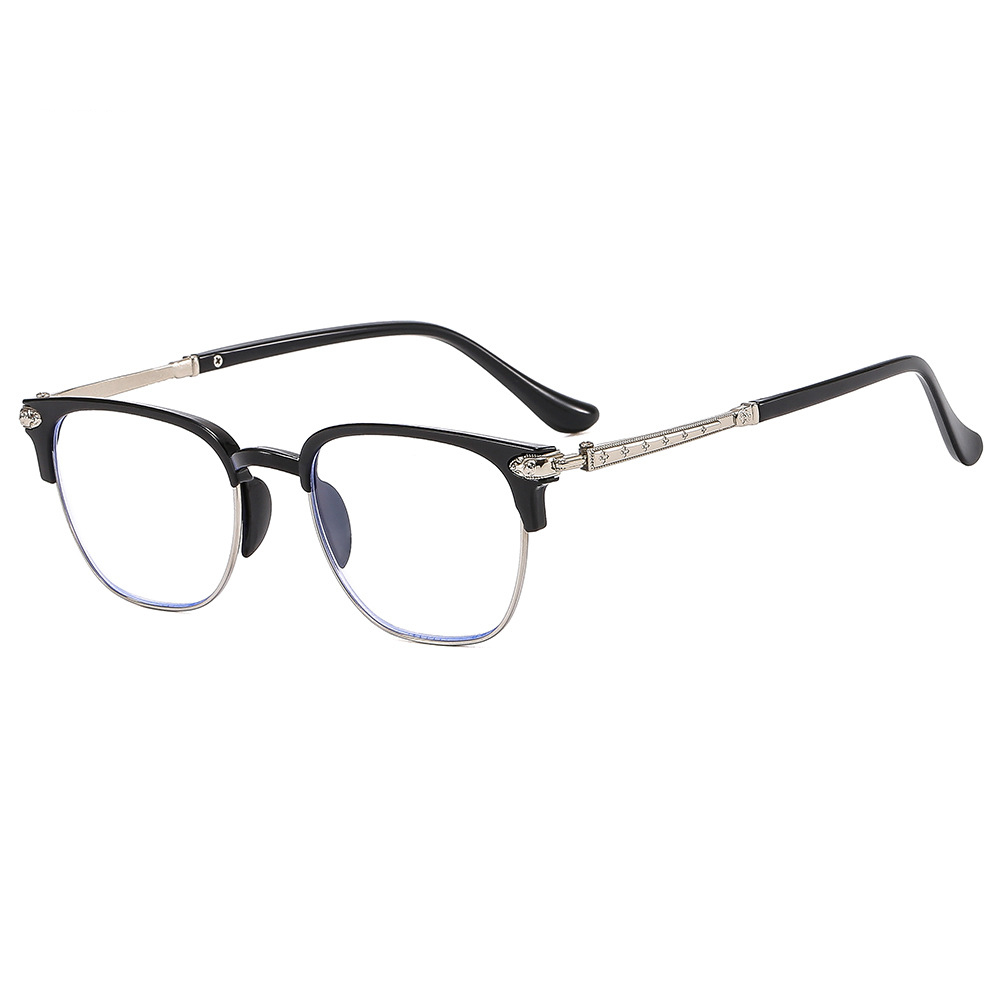 +1.0 to +4.0 Retro Half Frame Reading Glasses Men Frame Titanium Alloy Ultra Light Blue Light Blocking Square Glasses Presbyopia glasses