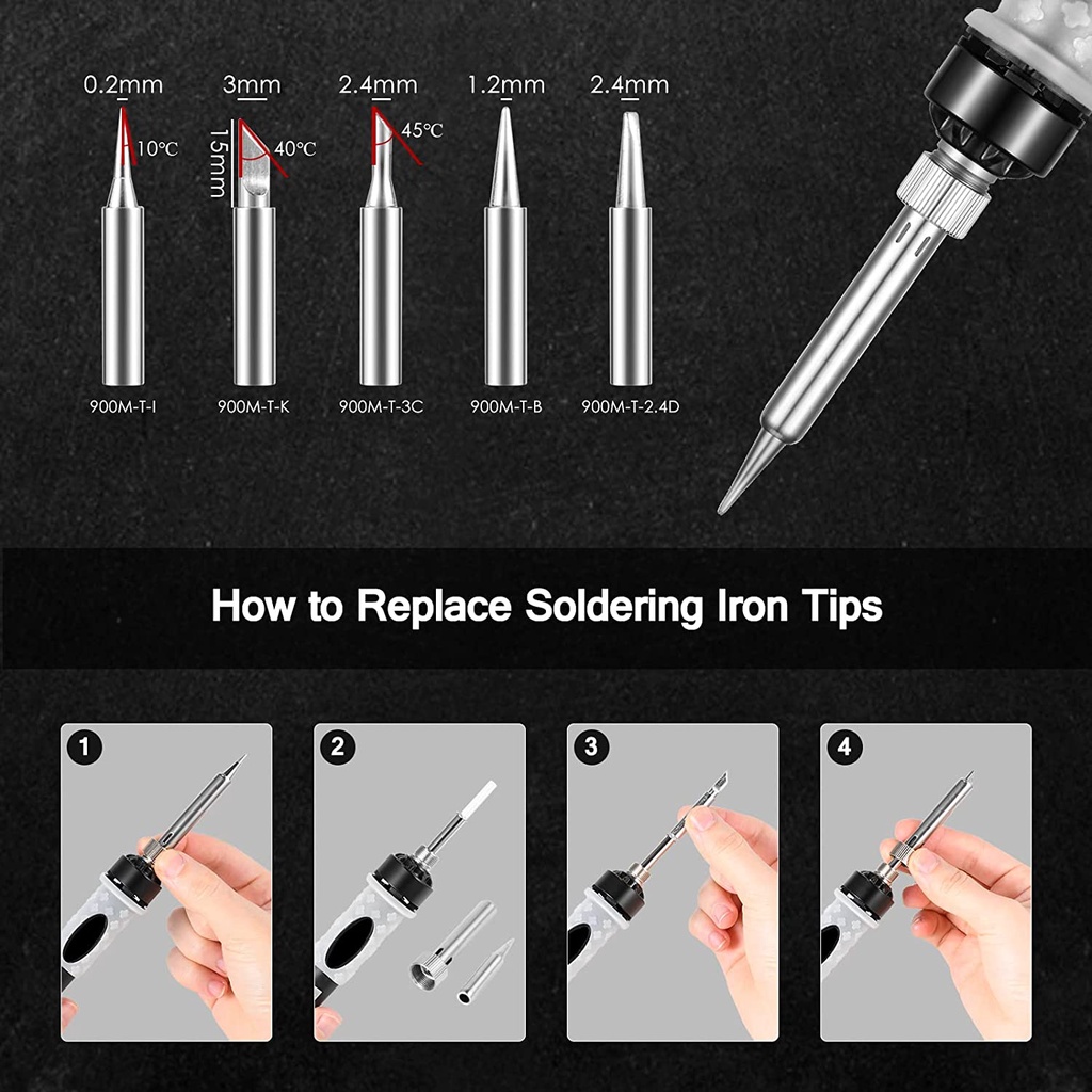 80W Digital Soldering Iron with 5pcs Tips, Adjustable Temperature and Fast Heating Thermostatic Design, for Electronics Repair and DIY
