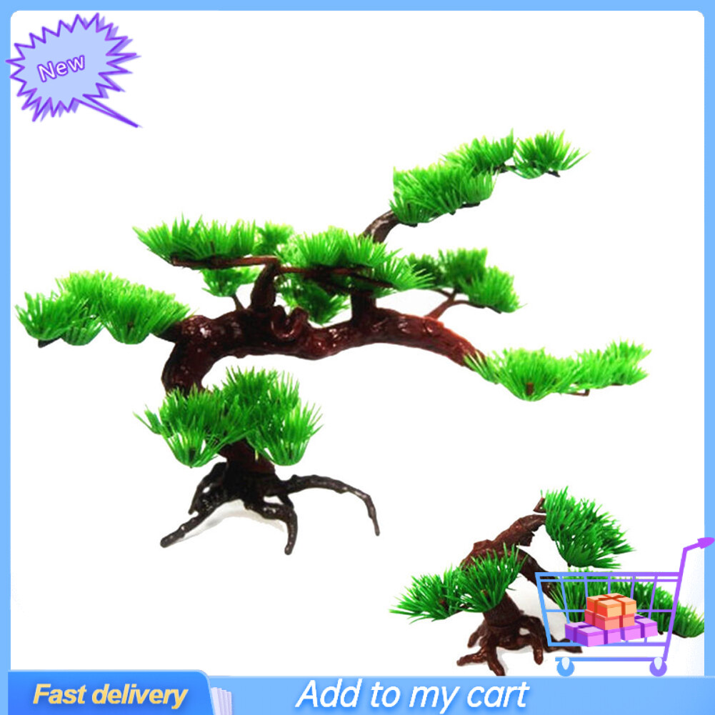 Guyq Dana Fake Mountain Bonsai Accessories Simulate Pine Tree Fishing Fishing On Pine Trees Fish Tank Aquarium Rock Bonsai Ornament Plastic Artificial Pine Tree Plant