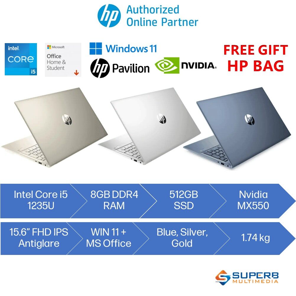 HP Pavilion 12th Gen i5 Laptop 15eg2007TX BLUE, 15eg2008TX SILVER, 15