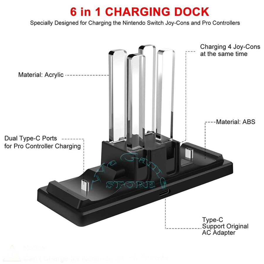 Nitendo Switch Oled Accessories Charger Switch 4 Joycon 2 Pro Controller Charging Dock Station for NS