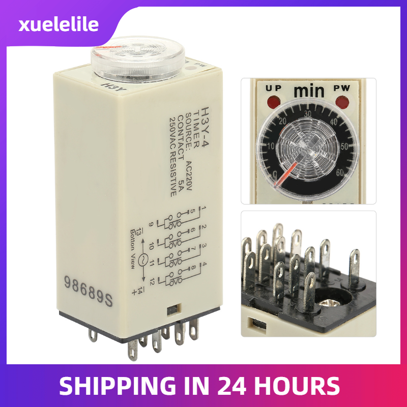 H3Y-4 Power Timer Relay On Delay Timer Relay 0-60 Minutes Time Relay AC 220V 5A