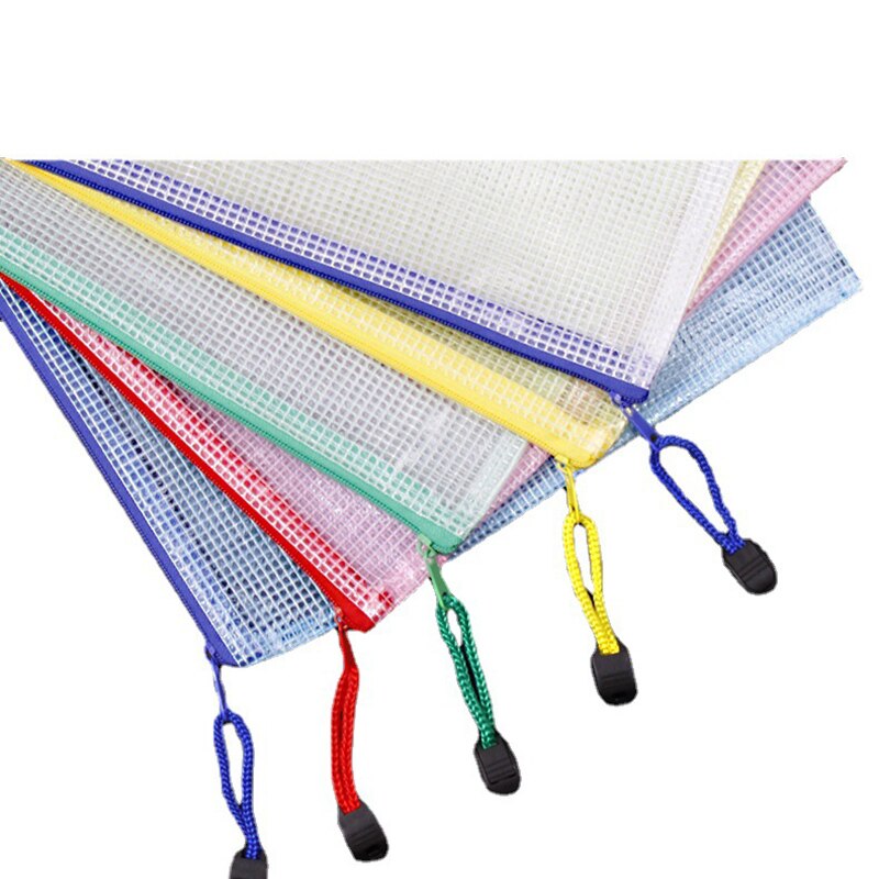 5PCS Stationery Storage Folder File Mesh Zipper Pouch A4 A5 A6 B4 B5 A3 B4 Document Bag Zip File Folders School Office Supplies