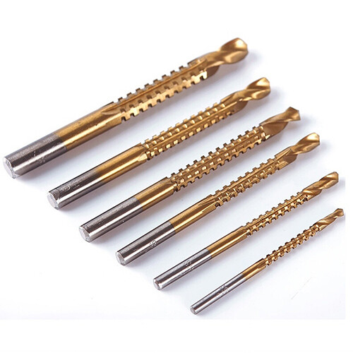 6 Pcs HSS High Speed Steel Titanium Coated Drill Bits Set 3-8mm Hex Shank