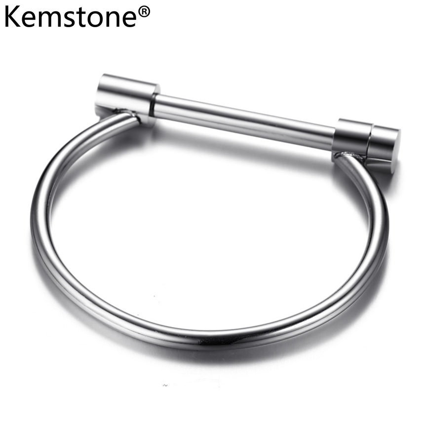 Kemstone Creative Stainless Steel Gold Rose Gold Black Silver Plated Cuff Bangle Bracelet Jewelry Gift for Men Women