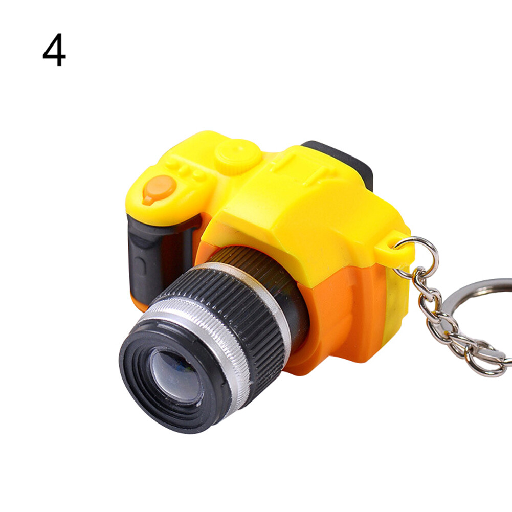Cute Mini DSLR Camera LED Lighting Voice Pendant Keychain Key Ring Gift Decor