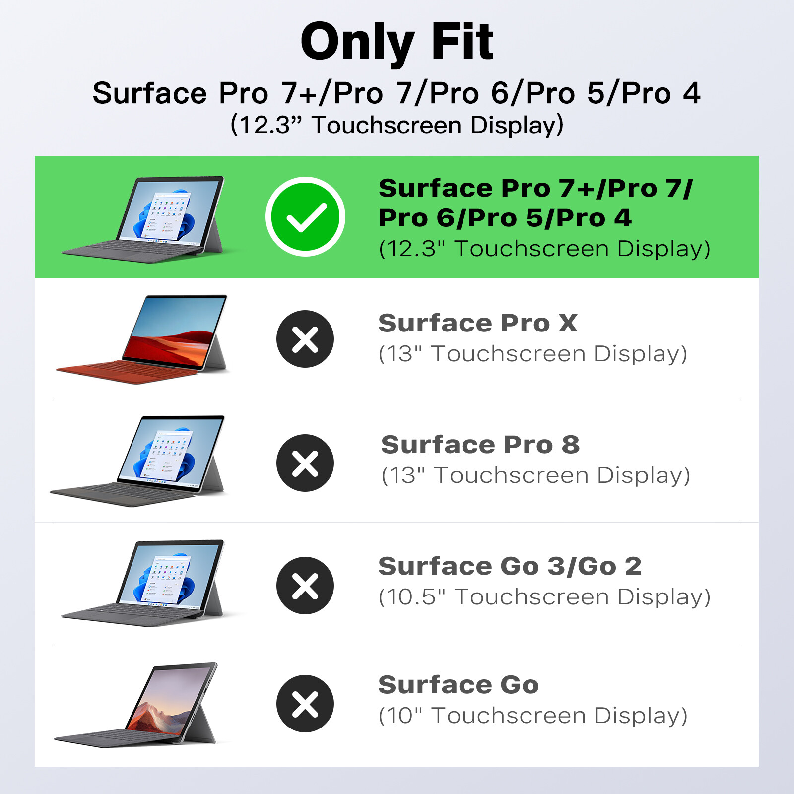 Dadanism For Microsoft Surface Pro 7 Case Surface Pro 7+ / Pro 6 / Pro 5 2017 / Pro 4 12.3 Inch Tablet Case Accessories Slim Light Stand Case Built-in Surface Pen Holder