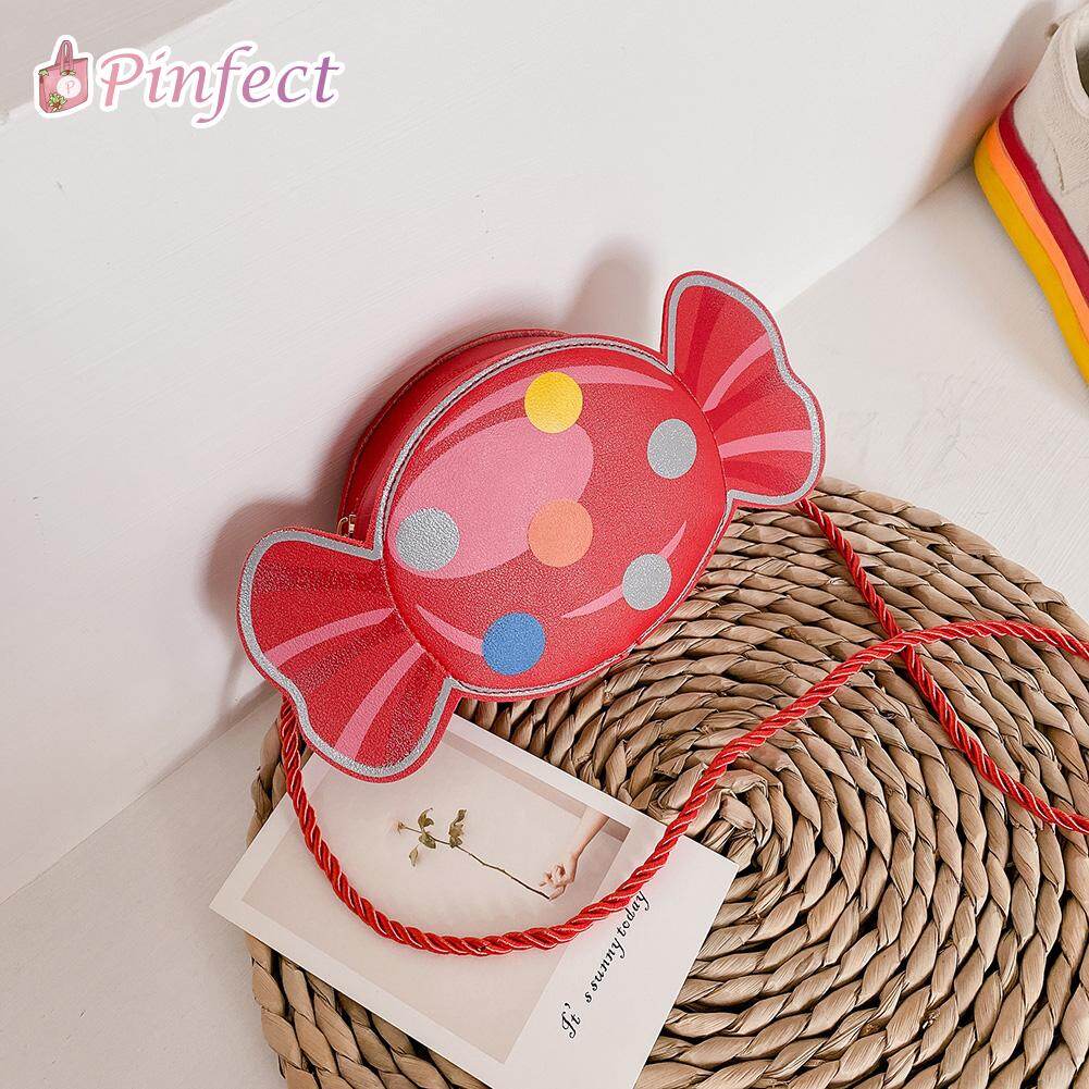 [Pinfect] Kids Cute Candy Shaped Crossbody Bag Girls Kids Mini Small Money Pouch PU Leather Shoulder Messenger Bags