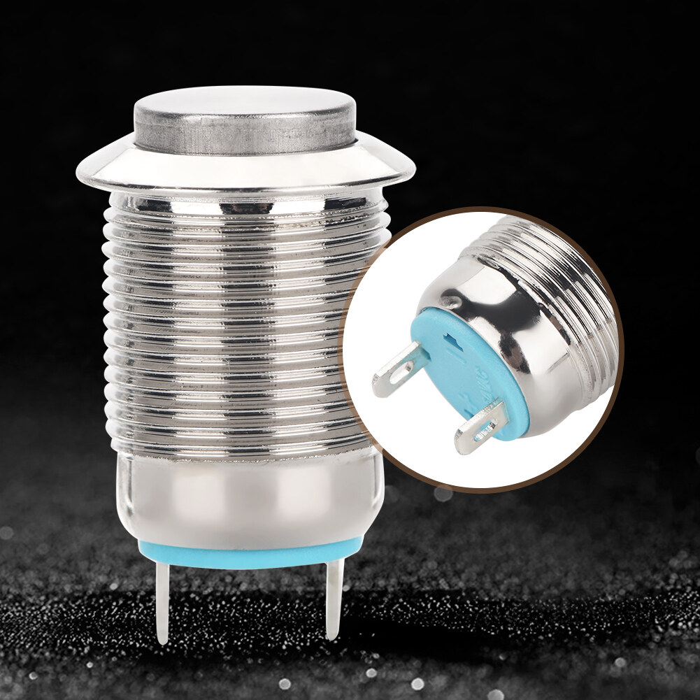 10Pcs/set 12mm 2A 250V Mini Waterproof 2Pin Metal Button Reset Jog Switch