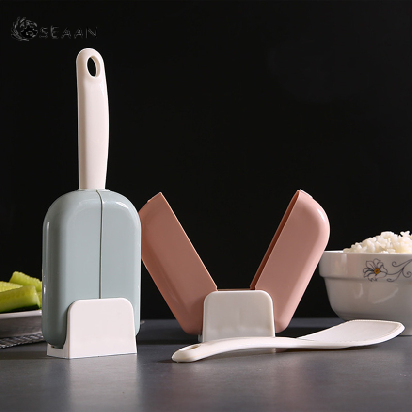 Xới Cơm MUỖNG CƠM Xẻng Xúc Cơm Bằng Nhựa Muỗng Cơm Giá Để Muỗng Đứng Chống Bụi Muỗng Cơm Kèm Hộp Đựng Cho Khách Sạn Nhà Hàng Nhà Bếp Nhà
