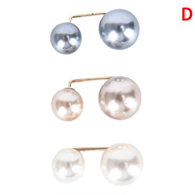 【Fairy Castle】3Pcs/Set Double Pearl Pins for Women Safety Pin Brooch Female Clothes Accessories Simulated Pearl Knit Shirt Brooches Jewelry