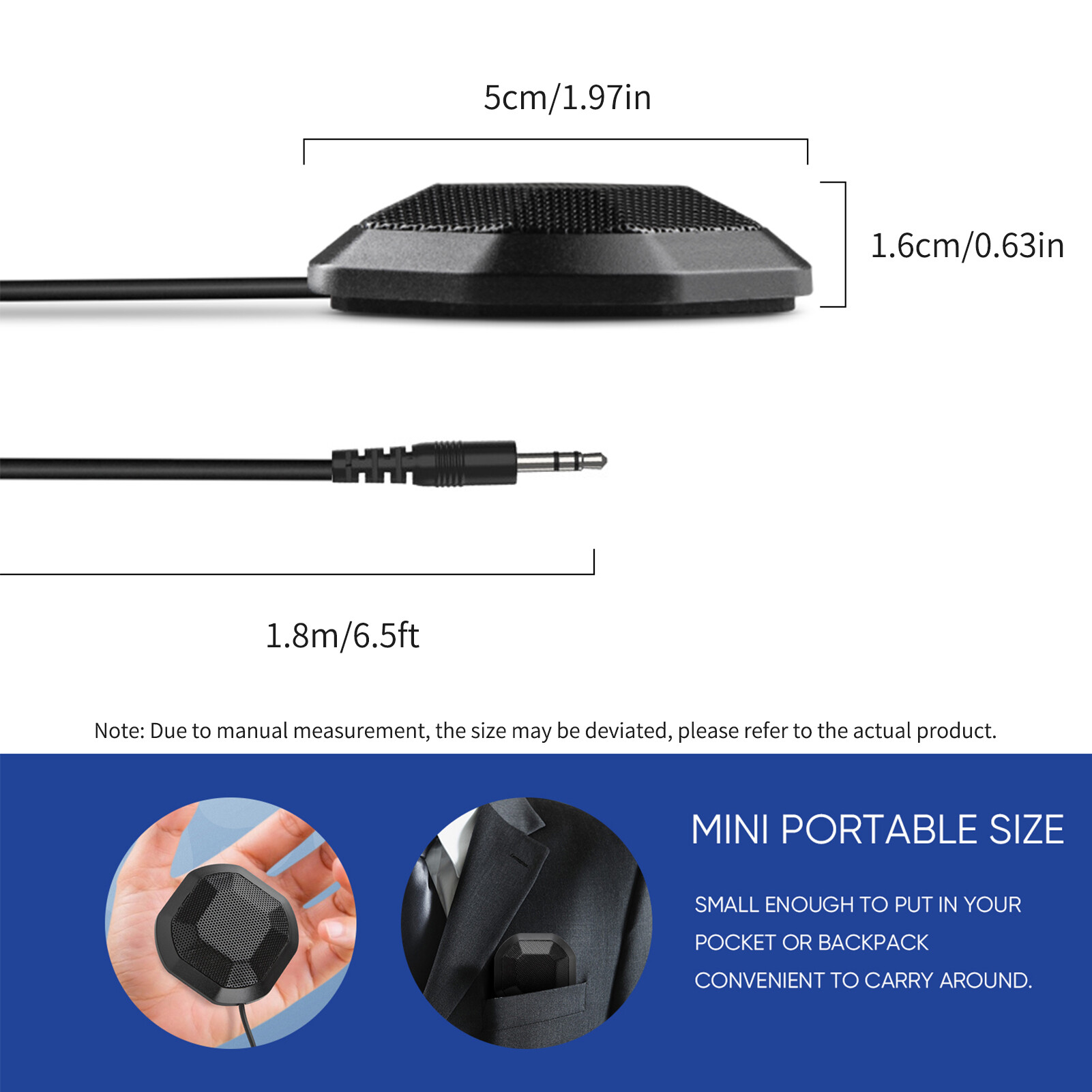 KKmoon Micro Cắm 3.5Mm Tiện Dụng Cho Hội Nghị Tụ Điện Đa Hướng 360 ° Micro Máy Tính PC Cắm Và Phát Micro Nhỏ, Cho PC Máy Tính Xách Tay Hội Nghị Video Trò Chuyện Ghi Âm Chơi Game Qua Mạng Skype