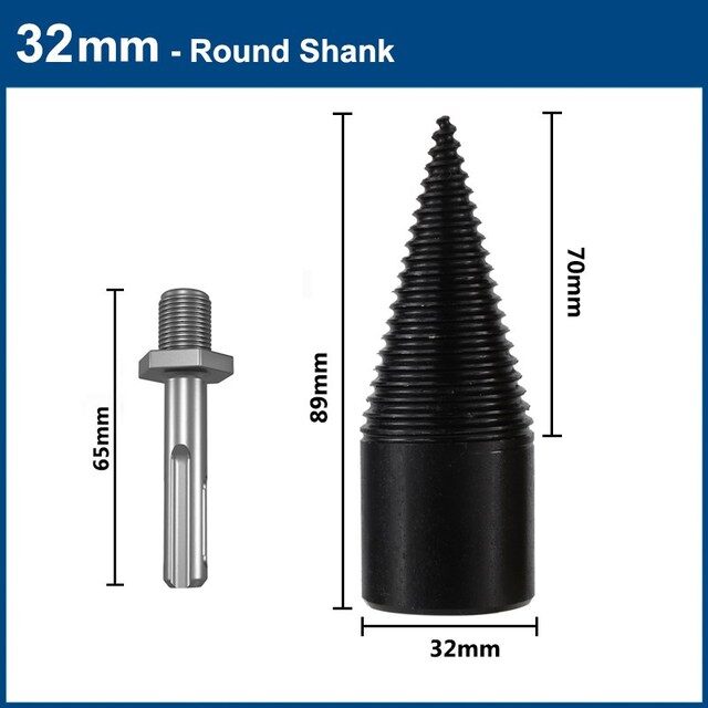 32mm Square shank/ Round shank/ Hex shank High Speed Twist Drill Bit Wood Cone Reamer Punch Driver Drill Bit Firewood Splitter Machine Drill Split Drilling Tools