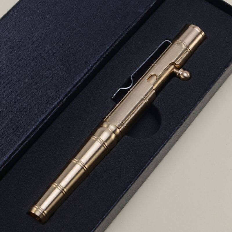 Solid Brass Gel Ink Pen Retro Bamboo Node Bolt Action Writing Tool School Office Stationery Supply