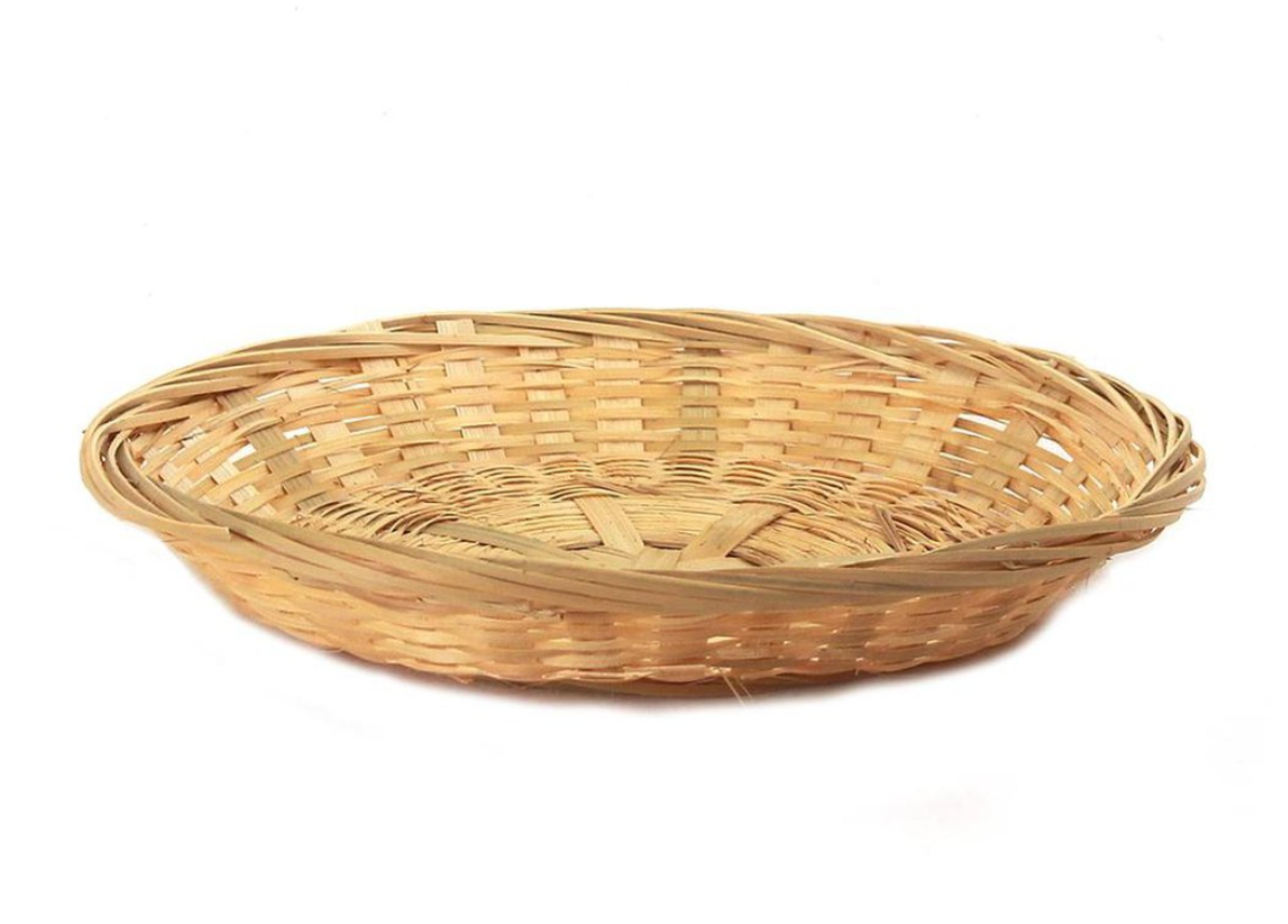 Bamboo Shallow Basket Round Rattan Bakul Rotan Bulat Raga Buluh Bread ...