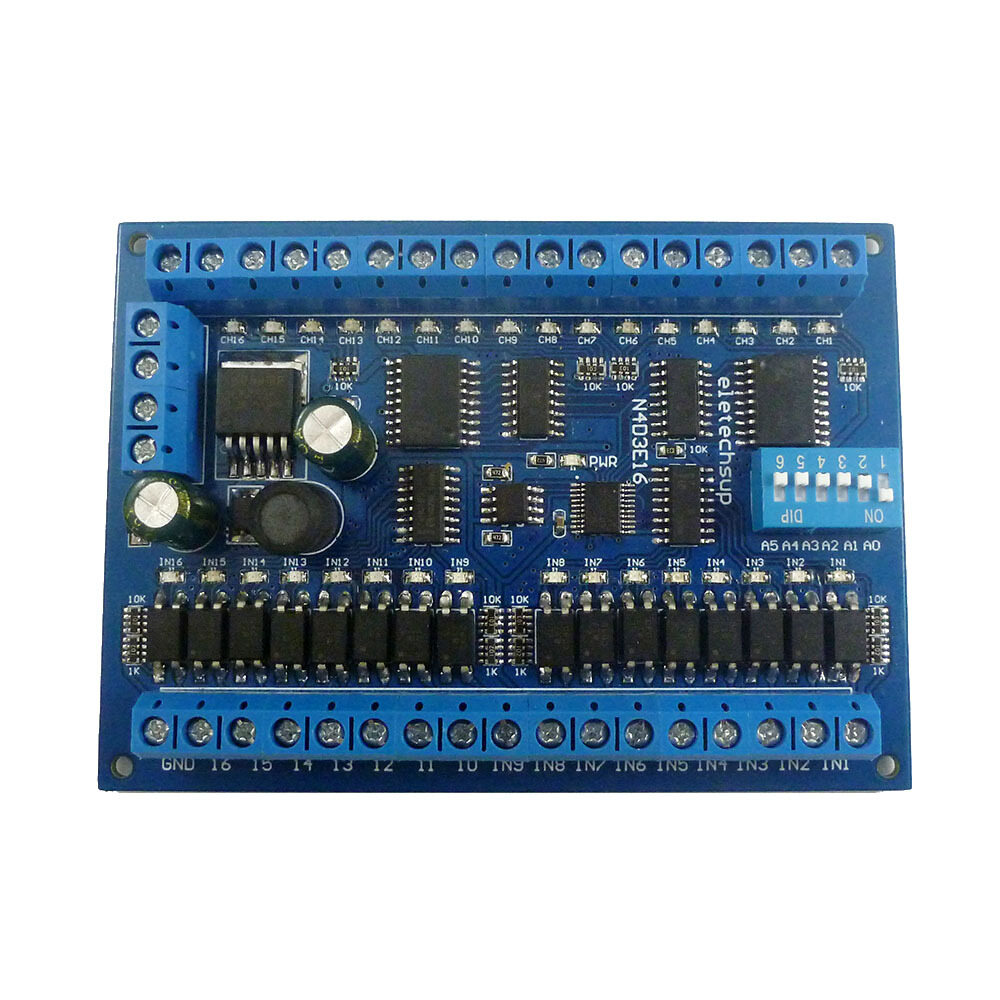 DC 6.5-30V 16CH RS485 Input Output Port Remote Control Switch PLC IO Expansion Board DIN35 Modbus RTU NPN Low Level Module