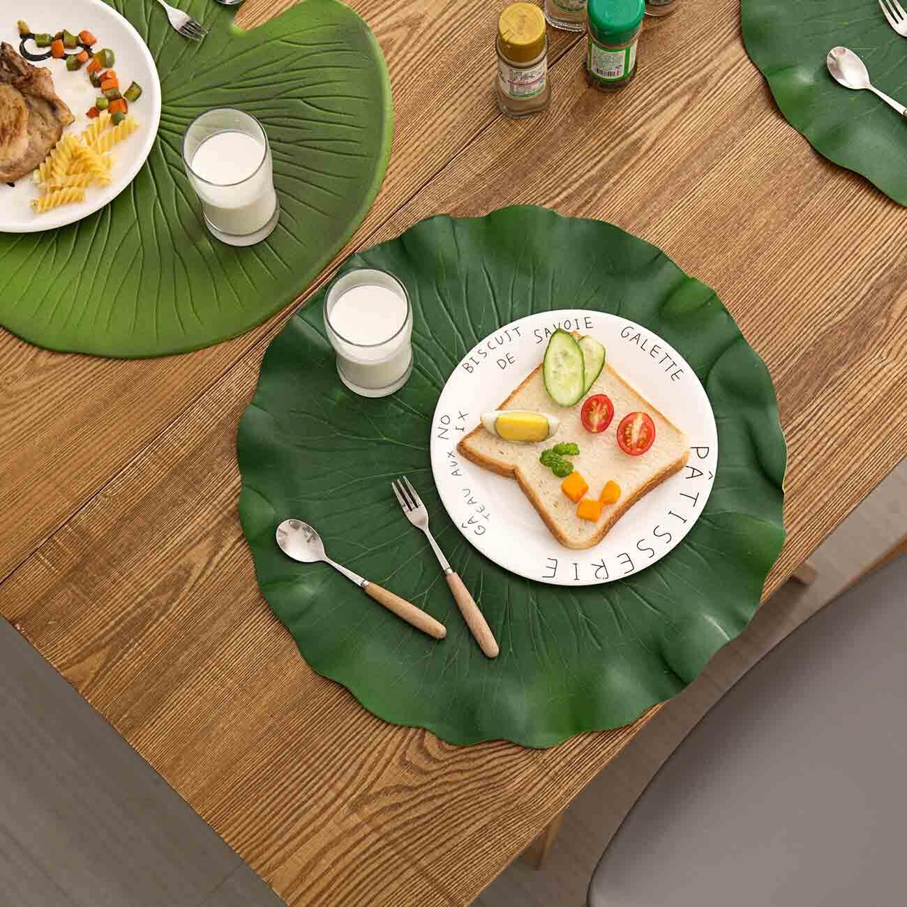 Mô phỏng Lá Sen Chống nóng Placemat Cách Nhiệt Miếng Lót chống trơn trượt Bàn Thảm