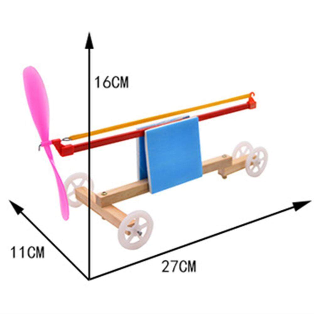 1Set Kid DIY Wooden Dynamic Rubber Band Powered Car Kid Assembled Puzzle Toy
