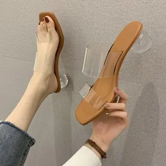 transparent mid heels