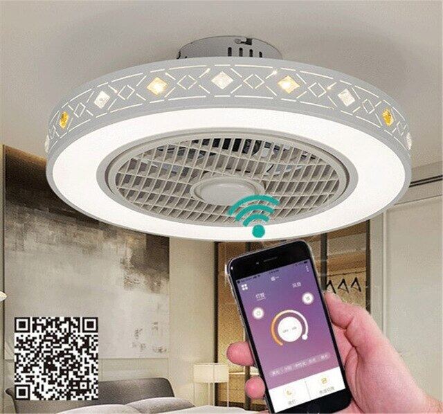 Smart Ceiling Fan With Remote Control Cell Phone Wi Fi Indoor Home Decor 50 55cm Ceiling Fan With Light Modern Lighting Circular Lazada Singapore