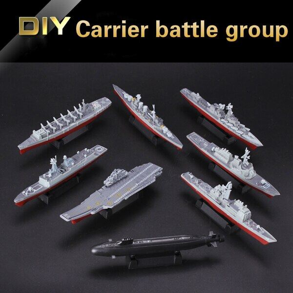 8Pcs/Set 4D Model Assembled Ship Model Down Scale Warships Aircraft