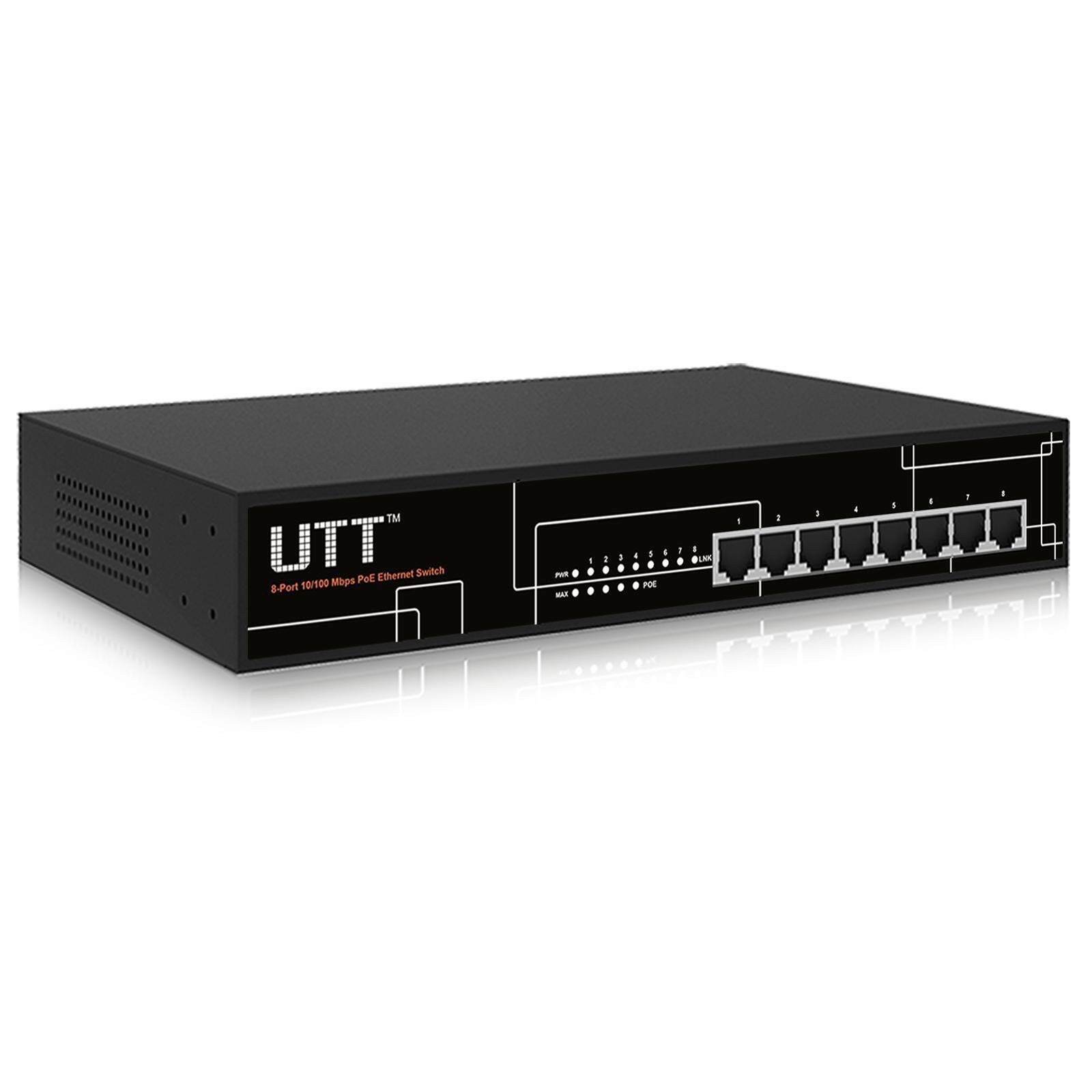 2 GB ports 24 PoE ports 260W UTT S1242P Unmanaged Ethernet PoE Switch