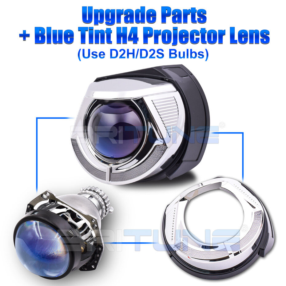 LED DRL Bixenon Projector Lens For VW Polo 1315 Headlight Retrofit