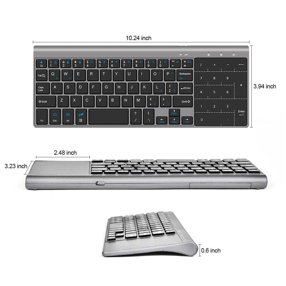 Không Tiếng Ồn Xách Tay Phím Bàn Phím 2.4G Siêu Mỏng Mini Bàn Phím Không Dây Với Bàn Phím Số Touchpad Cho Android Thông Minh T V Hộp