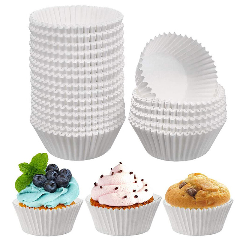 100Pcs White Cupcake Liners Food Grade Paper Cup Muffin Cases Cake Baking Egg Tarts Tray Cake Mold Pastry Decorating Tools