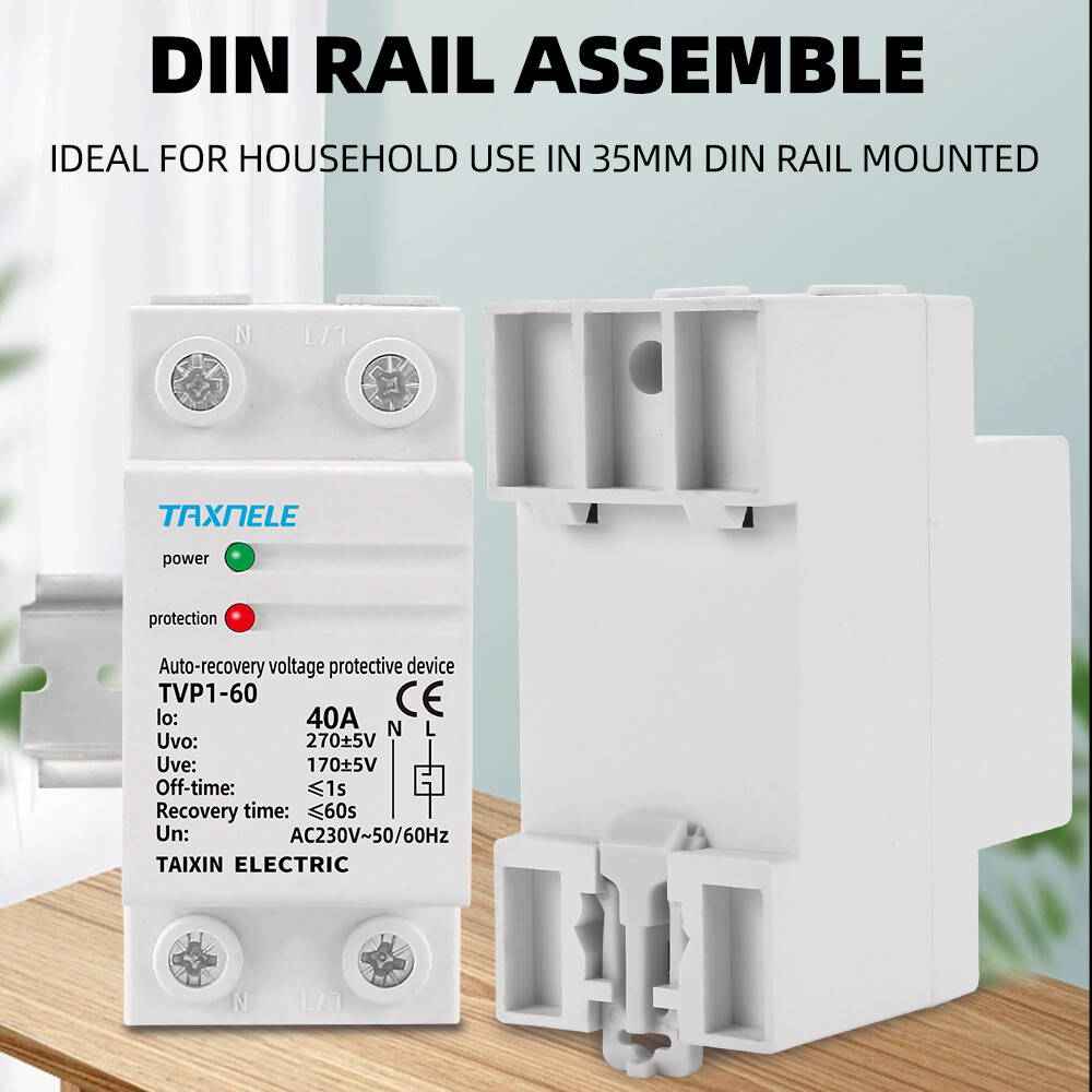 40A 60A 230V Din Rail phục hồi tự động kết nối lại quá áp và dưới Điện áp bảo vệ thiết bị bảo vệ Rơle