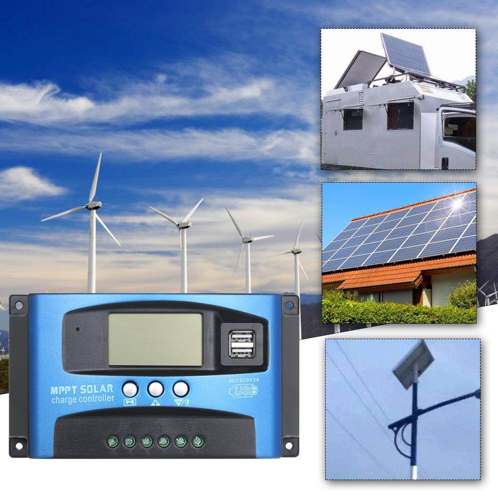Bộ Điều Khiển Sạc Năng Lượng Mặt Trời 100A MPPT Tấm Pin Năng Lượng Mặt Trời Tự Động Hiển Thị Màn Hình LCD USB Kép Bộ Điều Chỉnh Sạc Fannlady