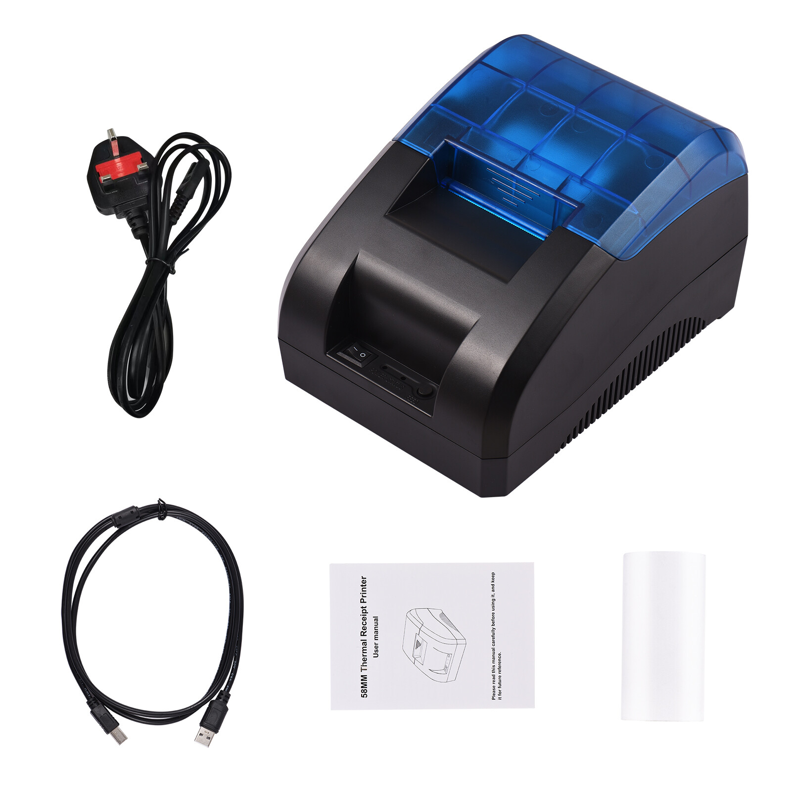 Máy In Hóa Đơn Nhiệt 58Mm Máy In Kết Nối Không Dây USB & BT Để Bàn In Logo Mã Vạch Với 1 Cuộn Giấy Bên Trong Tương Thích Với IOS Android Windows Cho Cửa Hàng Bán Lẻ Nhà Hàng
