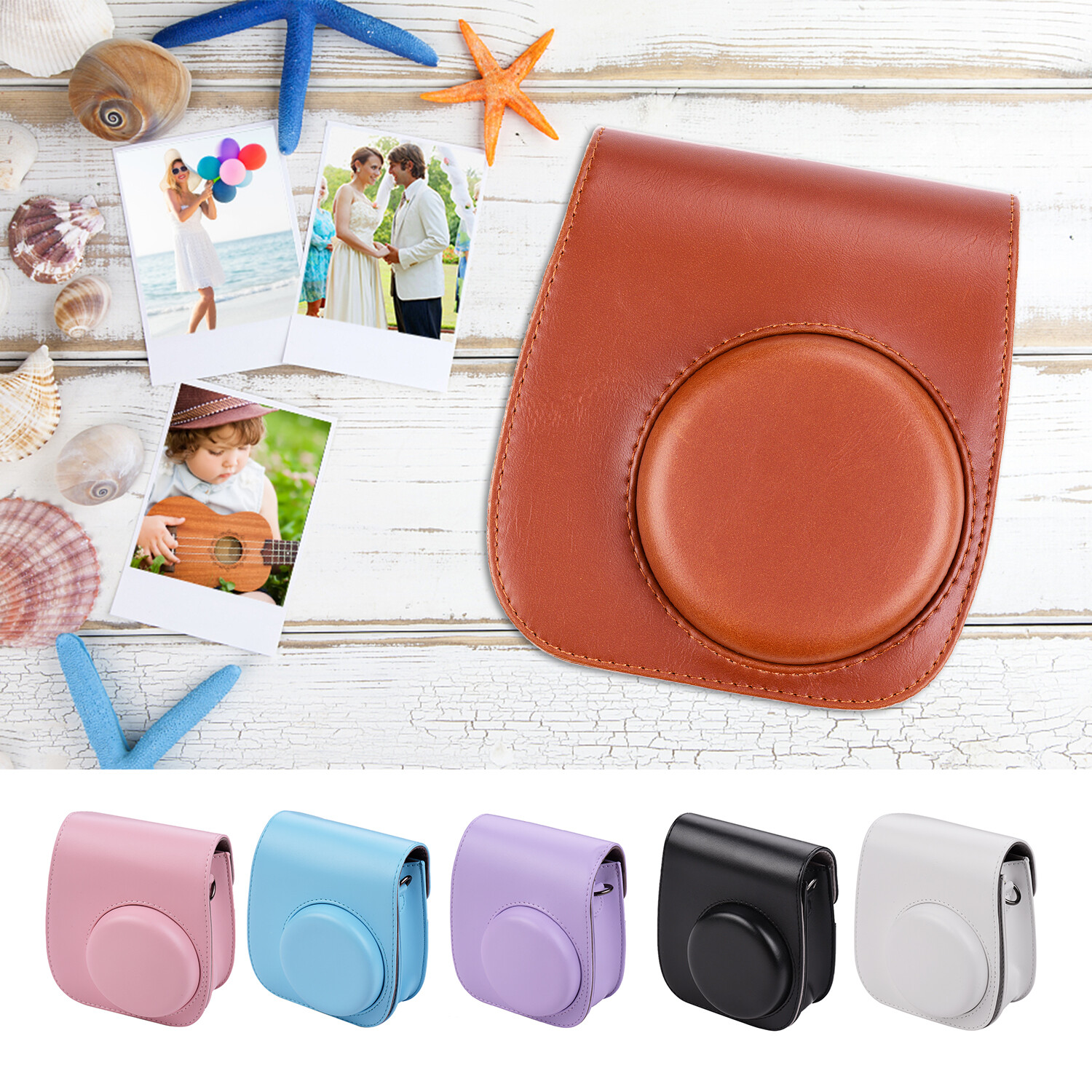 Andoer Bao Đựng Máy Ảnh Tức Thì Di Động Bao Da PU Có Dây Đeo Vai Tương Thích Với Fujifilm Fuji Instax Mini 11
