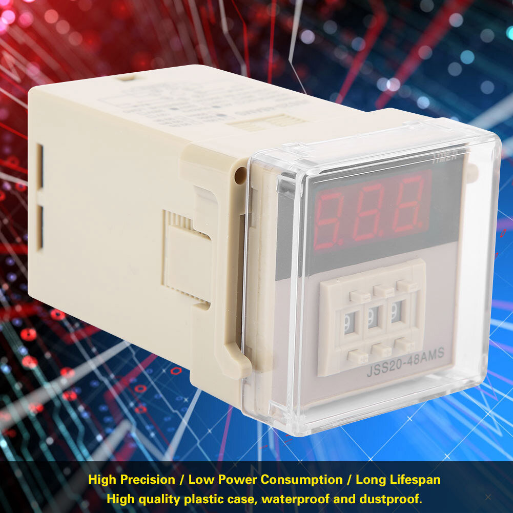 JSS20-48AMS Power On Delay Timer Relay Digital Display 1-999S AC 220V