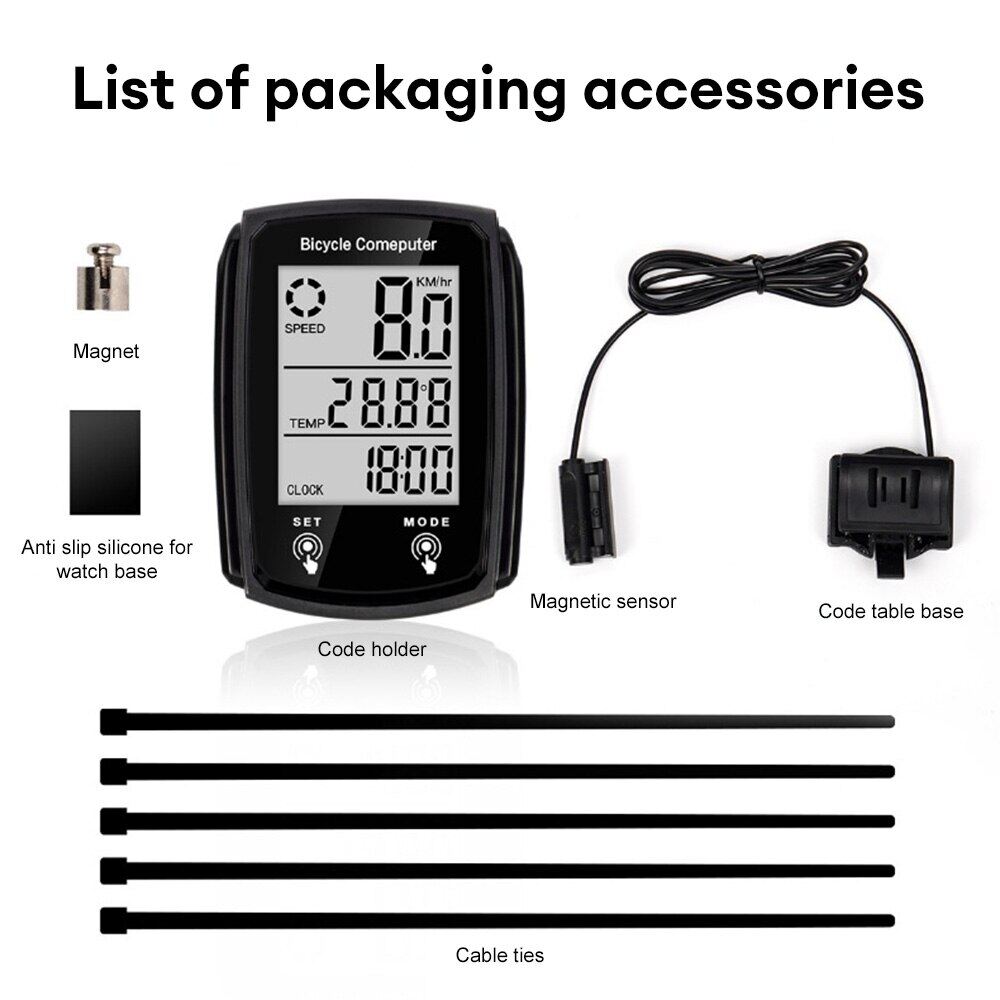 Wireless Meter Bicycle Computer Speedometer Waterproof Bike Kilometer Counter Temperature Display Cycling Odometer Stand