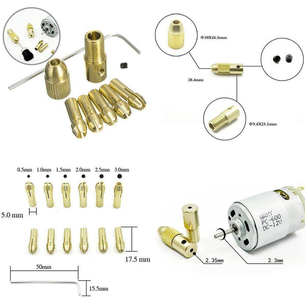 Unnicoco 8Pcs 0.5-3mm Electric Drill Bit Kit Collet Mini Twist Drill Tool Chuck Set