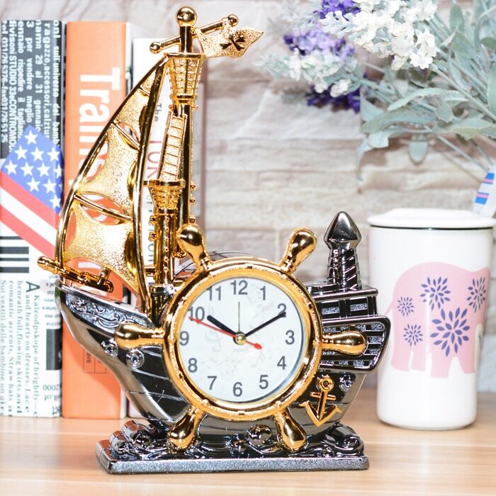 Electroplating Paint Retro Sailboat Alarm Clock Set Up Analogue Alarm ...