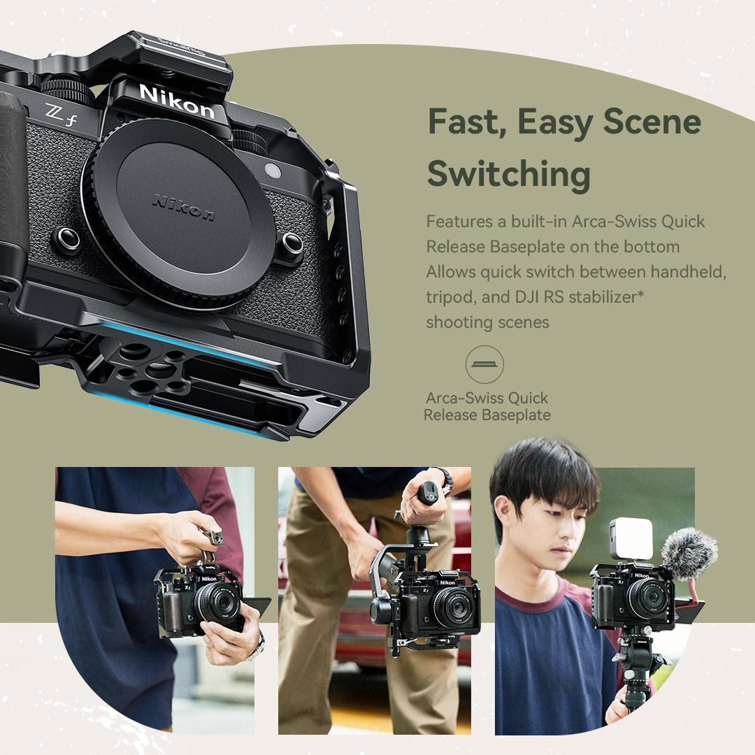 SmallRig ZF Camera Cage L-Shape Bracket Wooden Handle cho Nikon Z f 4262 / 4261 / 4801