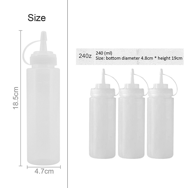 BOKALI 5PCS Plastic Clear Squeeze Squeezy Sauce Bottle Dispenser Bottles kitchen Tool