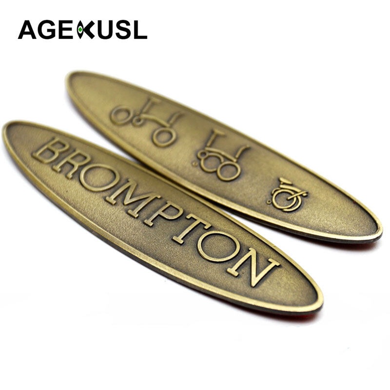 AGEKUSL Embossed Metal Decal Stickers For Brompton Bike Frame Badge Decal Bronze