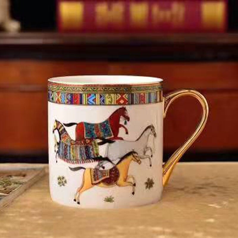 European-style herme love horse hot selling mug water cup tea cup mug bone china home breakfast cup couple milk cup
